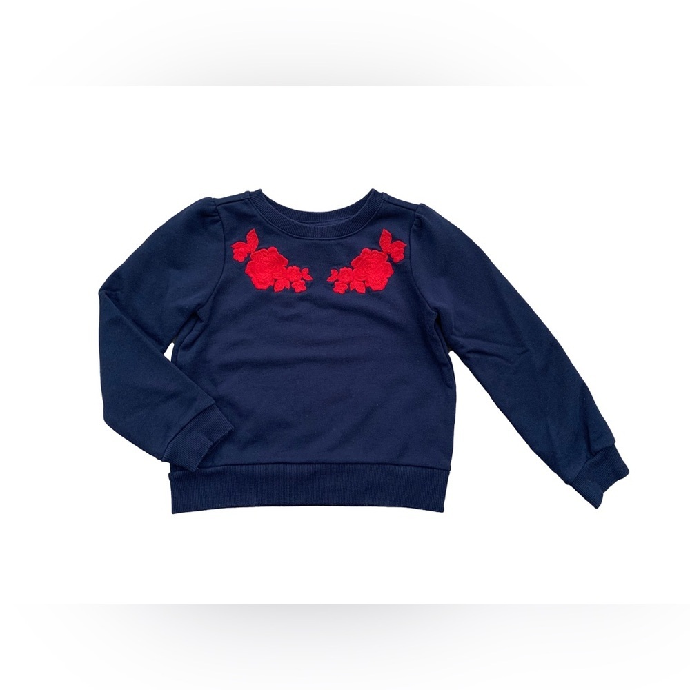 Janie and Jack Size 4 Navy Rose Applique Sweatshirt